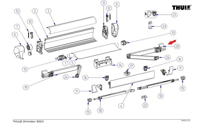 Thule Gelenkarm (rechts) Für Markisenlänge Ab 3m 3 Thule Gelenkarm (rechts) Für Markisenlänge Ab 3m